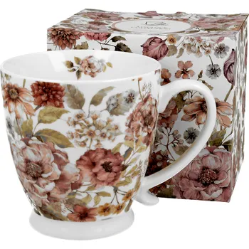 DUO Gifts DG - Porcelánový hrnek na stopce PASTEL FLOWERS v dárkové krabičce - 480 ml