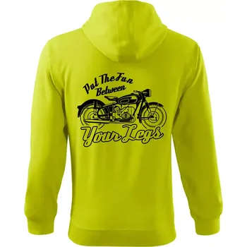 Pánská mikina Put The Fun Between Your Legs Moto - Mikina s kapucí na zip trendy zipper - M ( Limetková )