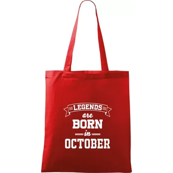 Nákupní taška Legends are born in October - Taška bavlněná - 42 x 38 cm ( Červená )