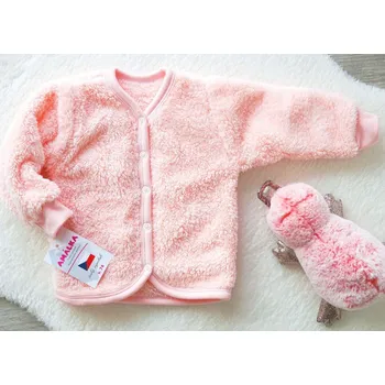 Kojenecká bunda AMÁLKA Chlupatý, propínací svetřík, lososový Velikost: 74