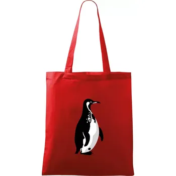 Nákupní taška Tučňák černobílý z boku - Taška bavlněná - 42 x 38 cm ( Červená )
