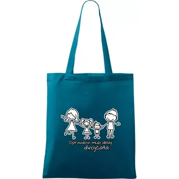 Opravdoví muži dělají dvojčata - holka kluk - Taška bavlněná - 42 x 38 cm ( Petrolejová )