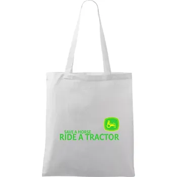 Save horse, ride tractor - Taška bavlněná - 42 x 38 cm ( Bílá )