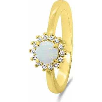 Prsten Brilio Silver Nádherný pozlacený prsten s opálem a zirkony RI056Y 54 mm + 2 měsíce na vrácení zboží