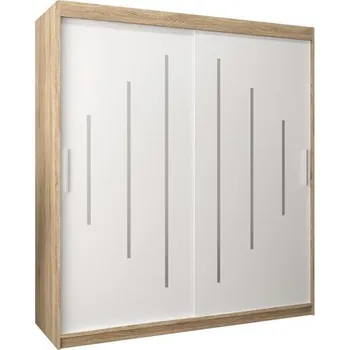 Šatní skříň Šatní skříň s posuvnými dveřmi YORK - 180x200cm -Dub Sonoma-Bílá-