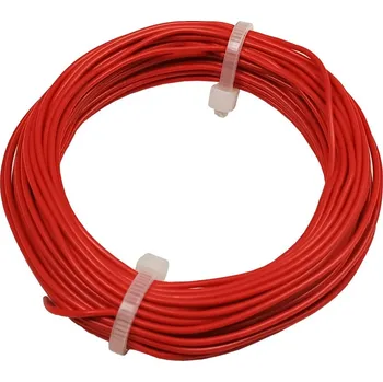 elektrický kabel Drát Cu prům. 0.5 mm, 0.22 mm2, izolace PVC, červený, balení 10m