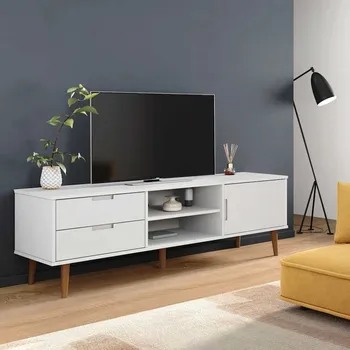 Televizní stolek vidaXL TV stolek MOLDE 158 x 40 x 49 cm masivní borové dřevo [350535] Barva: Bílá