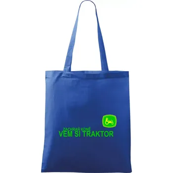 Nákupní taška Zachraň koně, vem si traktor! - Taška bavlněná - 42 x 38 cm ( Královská modrá )