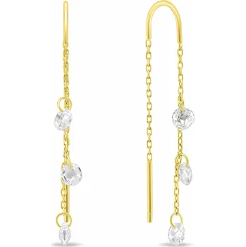 Náušnice Brilio Silver Pozlacené řetízkové náušnice se zirkony EA895Y + 2 měsíce na vrácení zboží