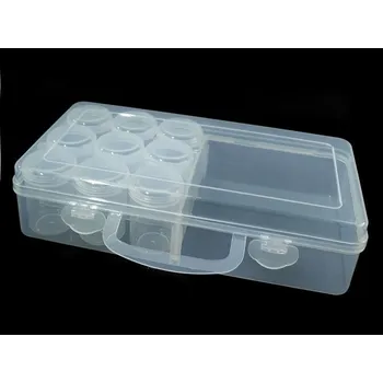 Multifunkční Plastový Box/Zásobník - Rozměry 13x26x6 cm, s Dózičkami - transparent