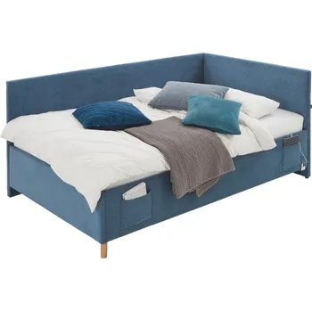 Dětská postel Modrá manšestrová postel Meise Möbel Cool II. 90 x 200 cm