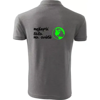 Pánská košile Nejlepší táta na světě - Polokošile pánská Pique Polo 203 - 4XL ( Tmavě šedý melír )