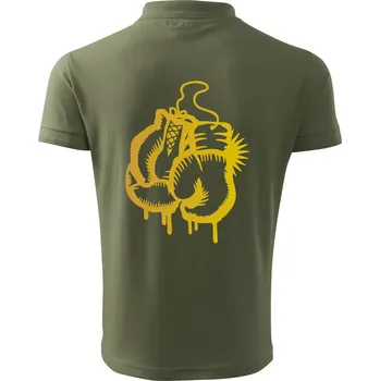 Pánská košile Box rukavice - zlatý potisk - Polokošile pánská Pique Polo 203 - XL ( Khaki )