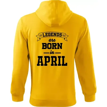 Pánská mikina Legends are born in April - Mikina s kapucí na zip trendy zipper - XL ( Žlutá )