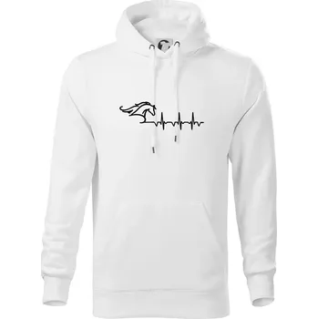 Pánská mikina Hlava koně EKG - Mikina pánská Cape s kapucí - 3XL ( Bílá )