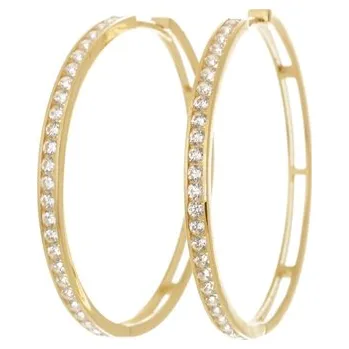 Náušnice Náušnice kruhy ze žlutého zlata se zirkony 34 mm NA1323F + Dárek zdarma