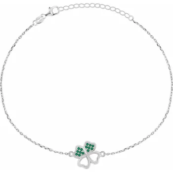 Náramek Brilio Silver Stříbrný náramek Čtyřlístek se zelenými zirkony BRC69WG + 2 měsíce na vrácení zboží