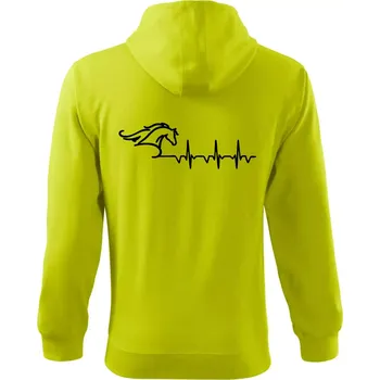 Pánská mikina Hlava koně EKG - Mikina s kapucí na zip trendy zipper - L ( Limetková )