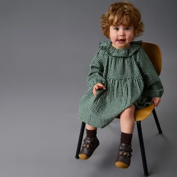 Dívčí obuv Barefoot kotníková obuv PETIT - FLOWER DARK BROWN (BG101230), Bundgaard Velikost: 23