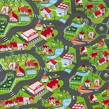 Koberec Dětský metrážový koberec Crazy Village 8484 zelený 1 m2 bez obšití Crazy Village