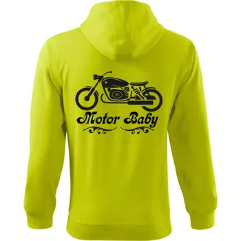 Pánská mikina Motor baby - Mikina s kapucí na zip trendy zipper - M ( Limetková )