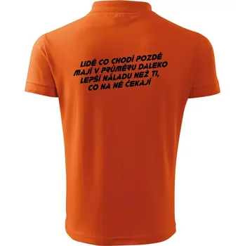 Pánská košile Lidé co chodí pozdě - Polokošile pánská Pique Polo 203 - 4XL ( Oranžová )