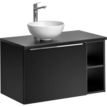 Policová skříň Závěsná skříňka SantaFe II s deskou a umyvadlem 80 cm černá/bílá