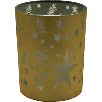 Vánoční svícen Svícen skleněný Vánoce zlatý 8*7cm 9306022