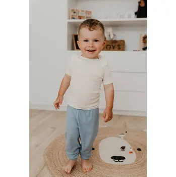 Dětské triko s krátkým rukávem z merino vlny, bavlny a hedvábí krémové Cosilana Velikost: 86/92