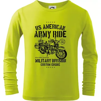 Dětská móda Army Ride Motorcycle - Triko dětské Long Sleeve - 104-110cm / 3-4 roky ( Limetková )