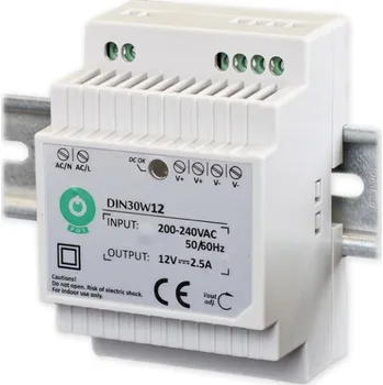 Stavebniny MW Power Napájecí zdroj PSU DIN30W12, 12V/2,5A, 30W, na DIN lištu DIN30W12