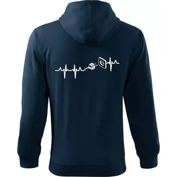 Pánská mikina EKG elektrikář - Mikina s kapucí na zip trendy zipper - M ( Námořní modrá (velmi tmavá - téměř černá) )