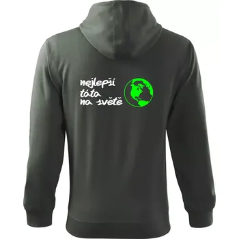 Pánská mikina Nejlepší táta na světě - Mikina s kapucí na zip trendy zipper - S ( Tmavá břidlice (šedá se zeleným nádechem) )