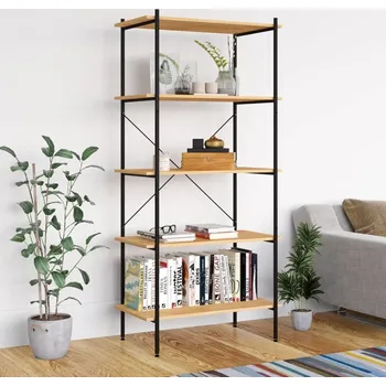 Dílenský regál vidaXL Policový regál s 5 policemi 80 x 40 x 163 cm [336348] Barva: černá a dub