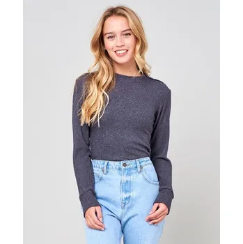 Dámské tričko RIP CURL triko - Cosy Ls Crew Tee Dark Grey Marle (8538) velikost: XS