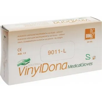 Rukavice na úklid Dona Vinyldona rukavice vinylové nepudrované bezprašné, velikost S 100 kusů v krabici
