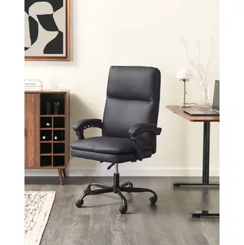 Kancelářská židle černá umělá kůže nastavitelná výška sedadla otočná moderní styl kancelář pracovna Beliani