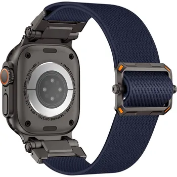 Řemínek na hodinky Metal nylonový řemínek na Apple Watch Ultra/Ultra 2 49mm/SE/SE 2022/2023 44mm/10 46mm/9/8/7 45mm/6/5/4 44mm/3/2/1 42 mm - modrý