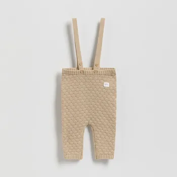 Reserved - Žerzejové kalhoty se šlemi - béžová - 915GK-08X - 915GK-08X-74