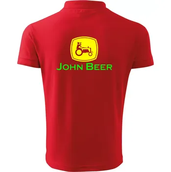 Pánská košile John Beer traktor - Polokošile pánská Pique Polo 203 - XL ( Červená )