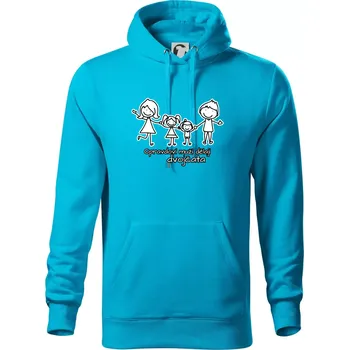 Pánská mikina Opravdoví muži dělají dvojčata - holka kluk - Mikina pánská Cape s kapucí - 4XL ( Světlý tyrkys )
