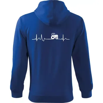 Pánská mikina Traktor EKG - Mikina s kapucí na zip trendy zipper - S ( Královská modrá )