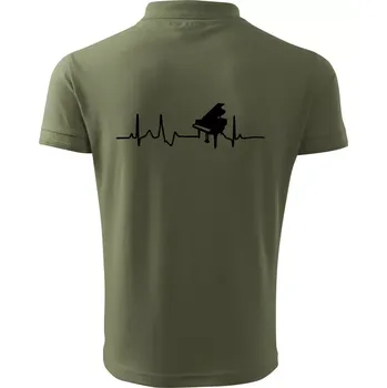 Pánská košile Piano ekg - křídlo - Polokošile pánská Pique Polo 203 - M ( Khaki )