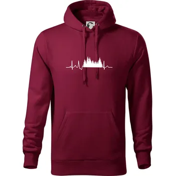 Pánská mikina EKG les - Mikina pánská Cape s kapucí - 4XL ( Garnet )
