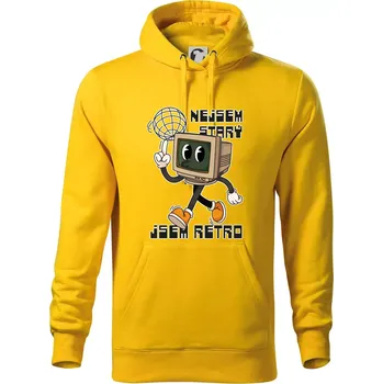 Pánská mikina Nejsem starý, jsem retro - Mikina pánská Cape s kapucí - S ( Žlutá )