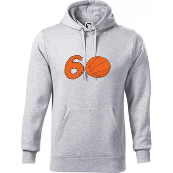 Pánská mikina Basketball kulaté narozeniny 60 - Mikina pánská Cape s kapucí - 4XL ( Světlešedý Melír )