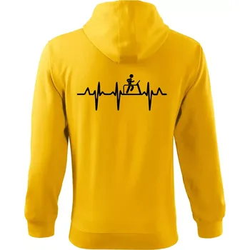 Pánská mikina EKG běžecký pás - Mikina s kapucí na zip trendy zipper - M ( Žlutá )