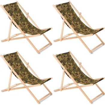 Zahradní lehátko GreenBlue GB183 klasické lehátko z bukového dřeva maroko zelená, 4 kusy