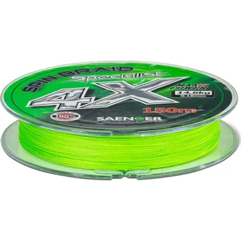 Saenger šňůra Specialist Spin Braid 4X 0,14mm 11,3kg 150m Fluo Green