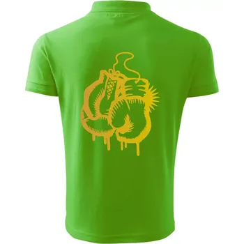 Pánská košile Box rukavice - zlatý potisk - Polokošile pánská Pique Polo 203 - 5XL ( Apple Green )